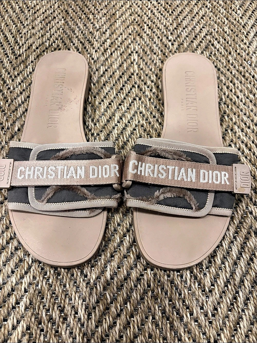 Christian Dior Dioract Slide Strappy Sandals Pink & Gray EU 39